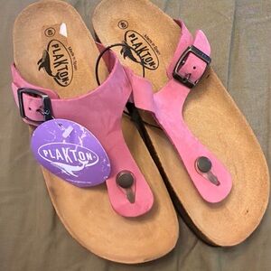 Plakton Bolero Red Comfortable Leather Sandal MADE in Spain 40 NWOB Slide